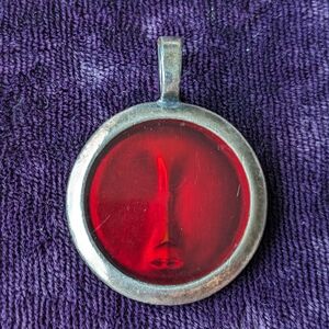 Bico Australia Face Pendant In Silver And Ruby Red
